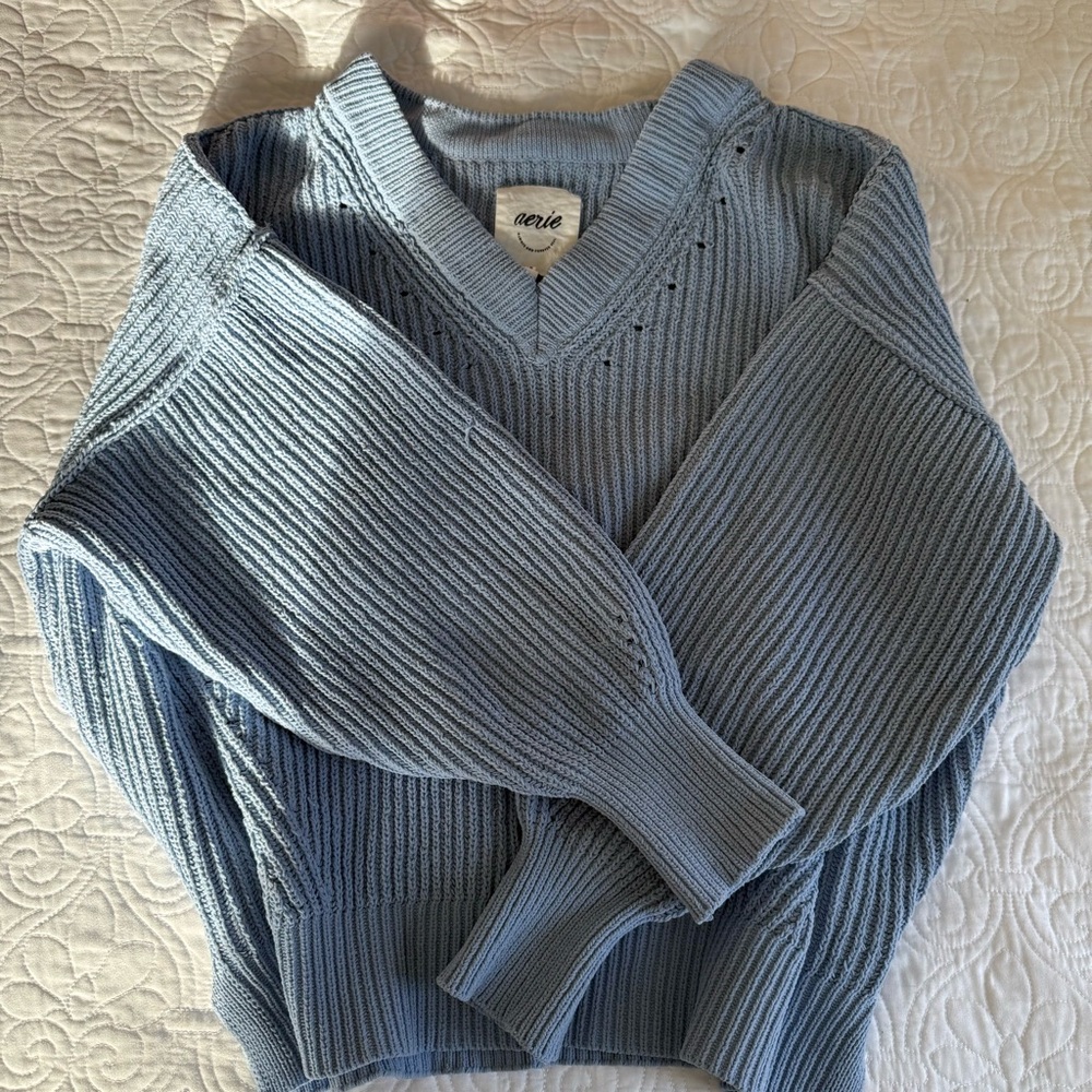 Aerie Light Blue Knit Pullover